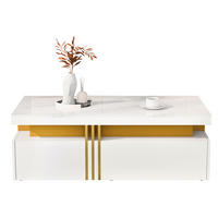 COUCHTISCH 100/50/40 cm in Weiß mit 2 Schubladen und Hochglanz-Tischplatte - Weiß, Holzwerkstoff (100/50/40cm) - Flora Grace