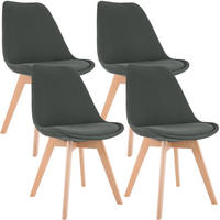 STUHL 4 Stoff Dunkelgrau - Eukalyptusholzfarben/Dunkelgrau, Holz/Textil (49/83/50cm) - CLP