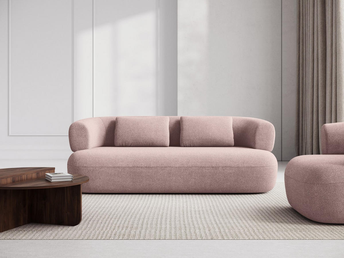 SOFA Jenny aus Boucle puderrosa 3 Sitzplätze - Altrosa, Textil (90/73/178cm) - Micadoni