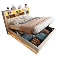 POLSTERBETT 180/200 cm in Beige Leinen mit Bettkasten, LED und USB - Beige, Holzwerkstoff/Textil (180/200cm) - WISHDOR