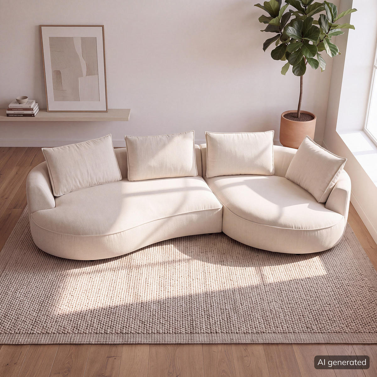BIGSOFA - Beige/Schwarz, Kunststoff/Textil (322/82/154cm) - home24