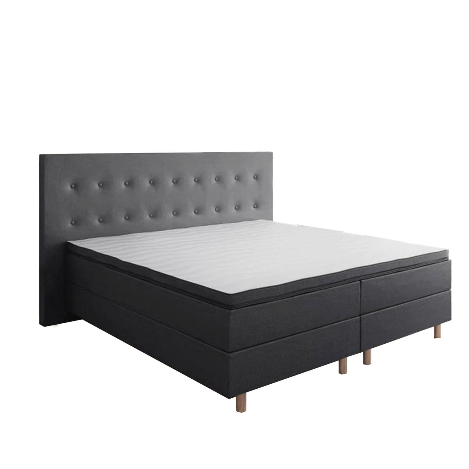 BOXBETT RIO Barcelona 5-Zonen mit Visco Topper H3 First Class Bett in verschiedenen Farben und Größen - Dunkelgrau, Holz/Holzwerkstoff (140/200cm) - Best For Home