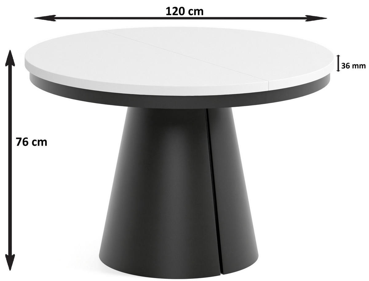TISCH Schwarz ALMA Ausziehbar 120/196 cm - Schwarz, Holzwerkstoff (2/120/76cm) - Sepro Meble