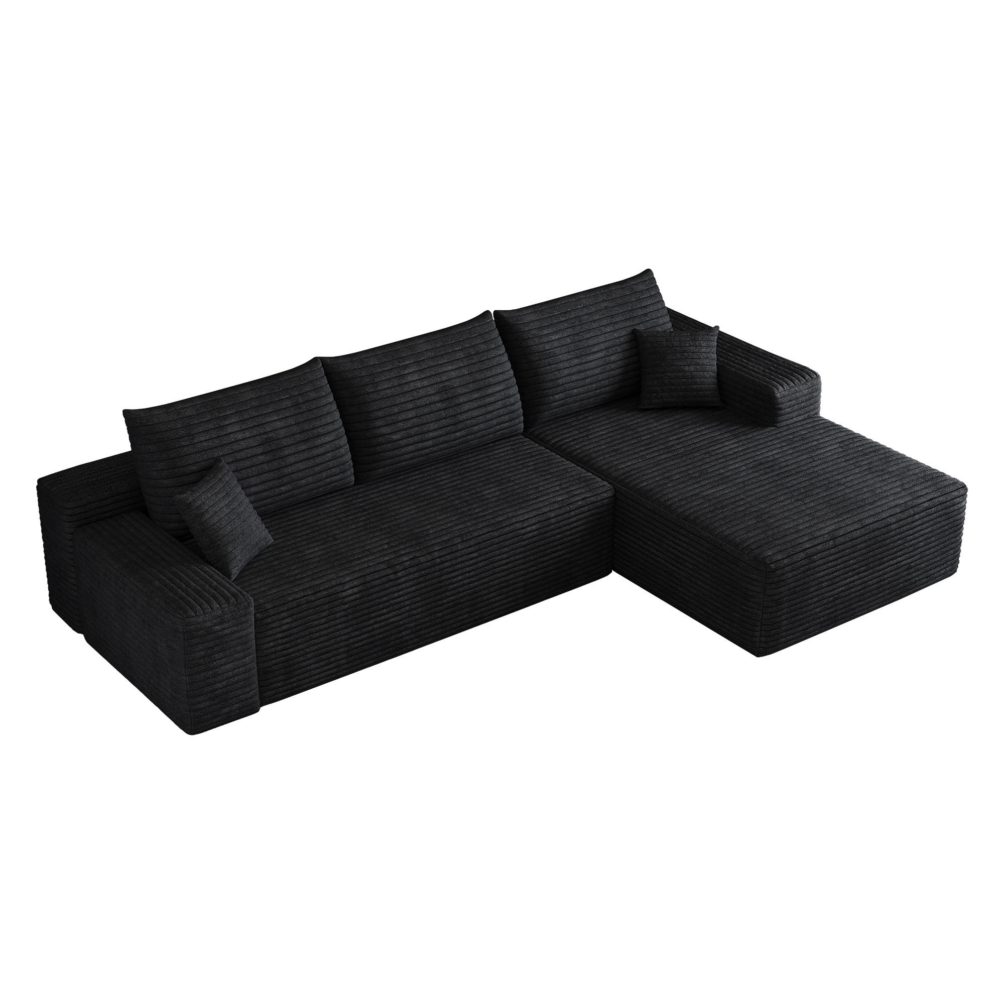ECKSOFA DE-34857 2-Sitzer Chaiselongue rechts Schwarz - Schwarz, Textil (175/270cm) - ComfortXL