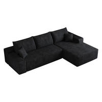 ECKSOFA DE-34857 2-Sitzer Chaiselongue rechts Schwarz - Schwarz, Textil (175/270cm) - ComfortXL