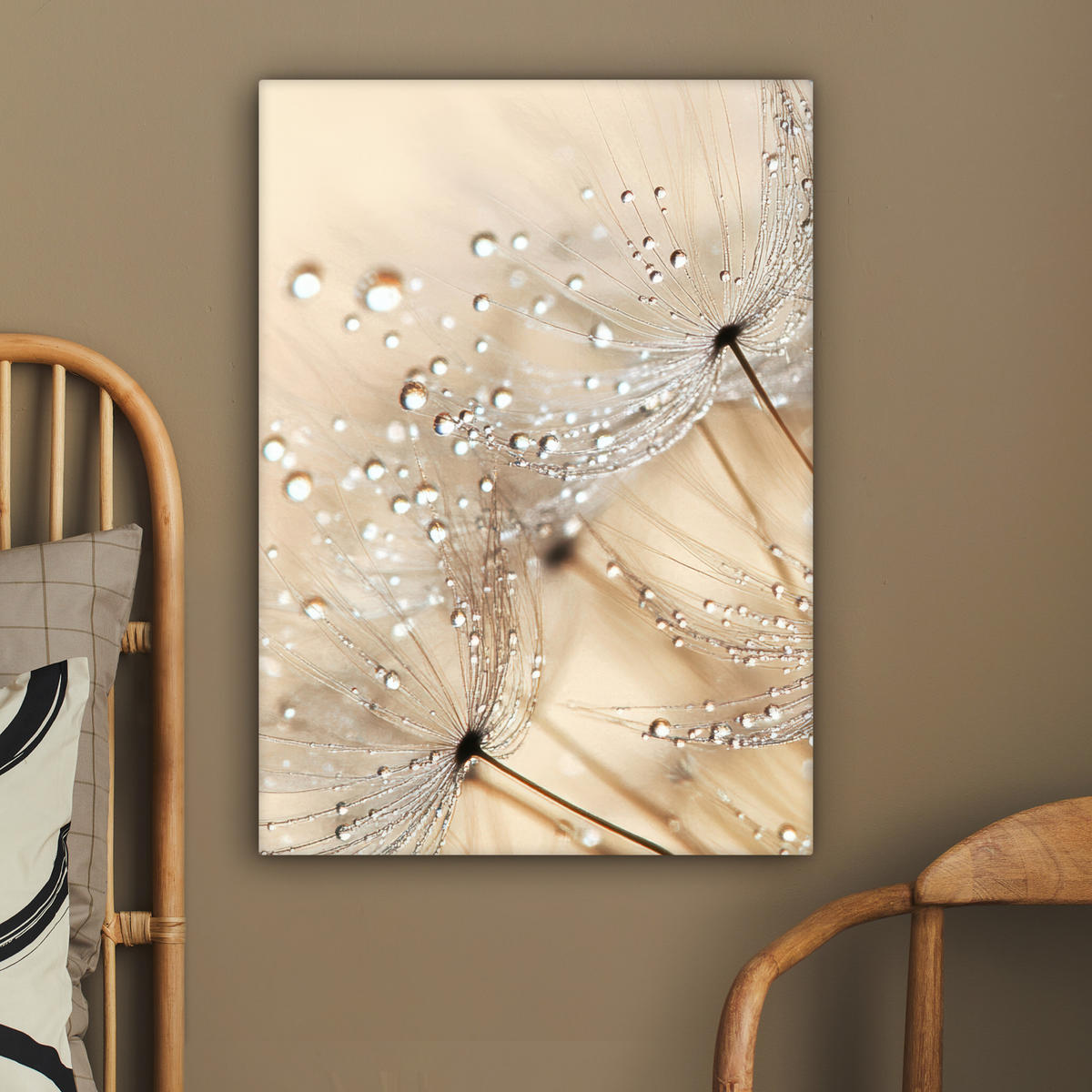 LEINWANDBILD Löwenzahn - Abstrakt - Natur - Beige 60x80 cm - Braun, Textil (60/80cm) - MuchoWow