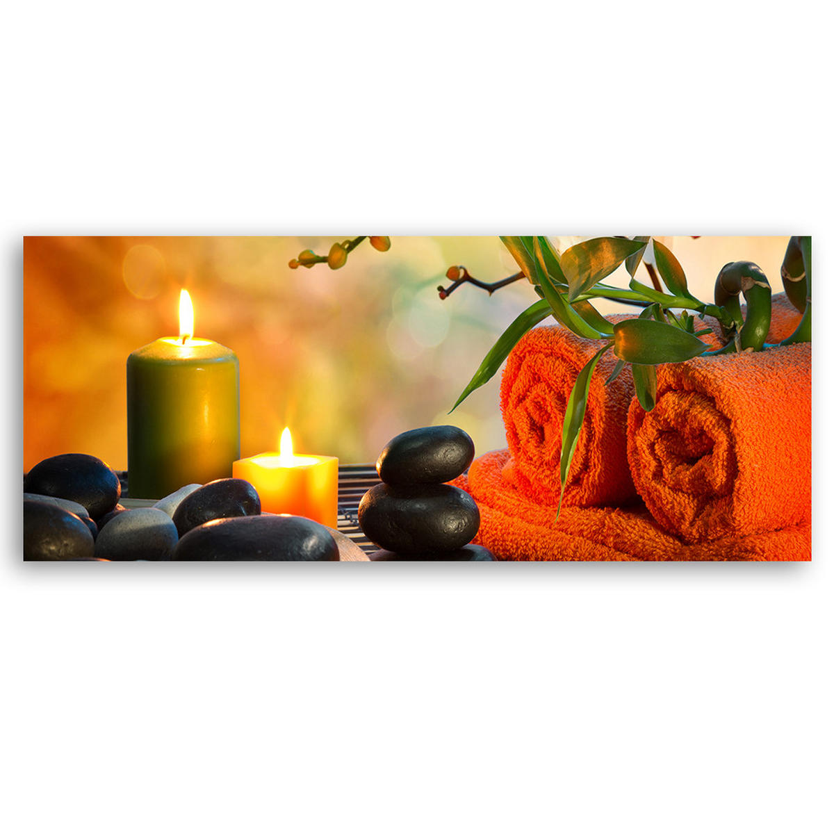 WANDBILD spa zen steine - Orange, Textil (90/30cm) - Feeby