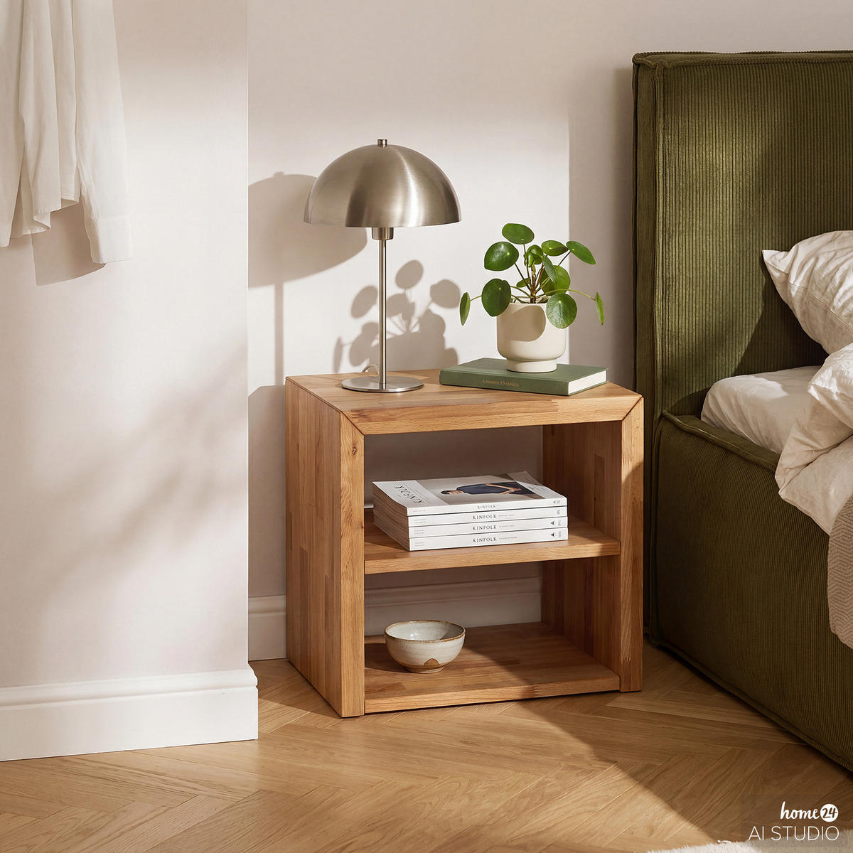 NACHTKOMMODE - Massivholz - Buchefarben, Holz (50/40/33cm) - home24