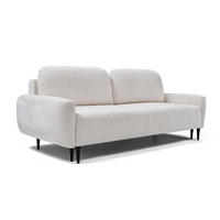 SOFA BOHO Mit Schlaffunktion Und Bettkasten, Wellenfederung, PUR-Schaum, Holzfüße, lose Rückenkissen, freistehend, 244x102x92 cm Cream - Creme, Holz/Textil (244/92/102cm) - DomoHome