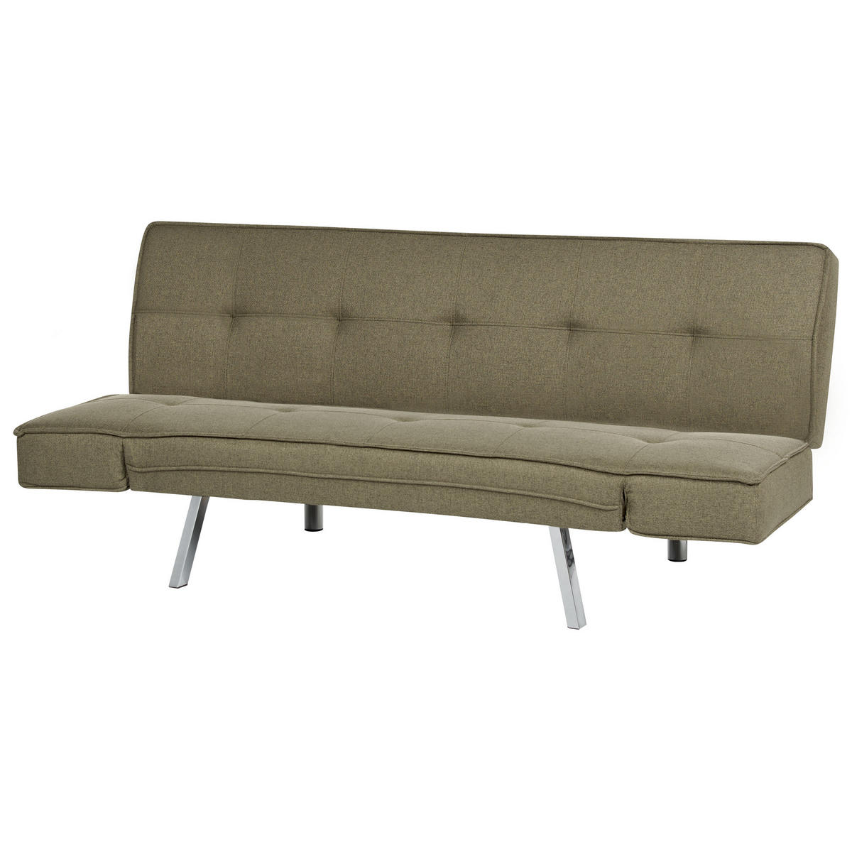 3-SITZER-SCHLAFSOFA Leinenoptik olivgrün/silber Bristol - Silberfarben/Grün, Textil (180/84/93cm) - Beliani