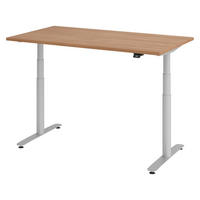 SCHREIBTISCH elektrisch Bluetooth & App XDLR 80/140/72 cm in Nussbaumfarben/Silberfarben - Silberfarben/Nussbaumfarben, Holzwerkstoff (80/140/72cm) - bümö