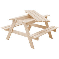 KINDERSTUHL-SET aus Naturholz mit Staufach - H50 x 90 x 90 cm - M010-1 - Beige, Holz - Timbela