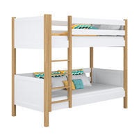 ETAGENBETT N02 Weiß / Eiche Natur 100/200 - Eiche Artisan/Weiß, Naturmaterialien/Holz (100/200cm) - N-Wood