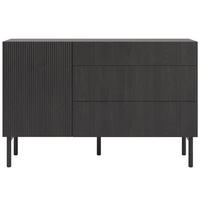 KOMODA Nolie dekor jaseň čierna s 3 zásuvkami 140 cm - čierna, drevo/kompozitné drevo (140/90.6/38cm) - Selsey