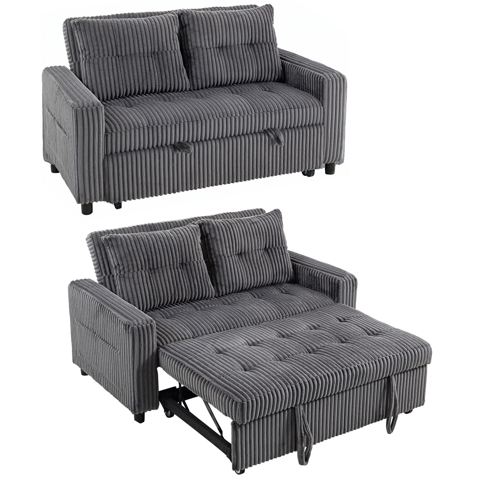 SCHLAFSOFA Dunkelgrau 157.0/90.0/91.0cm - Dunkelgrau, Textil (90/91/157cm)