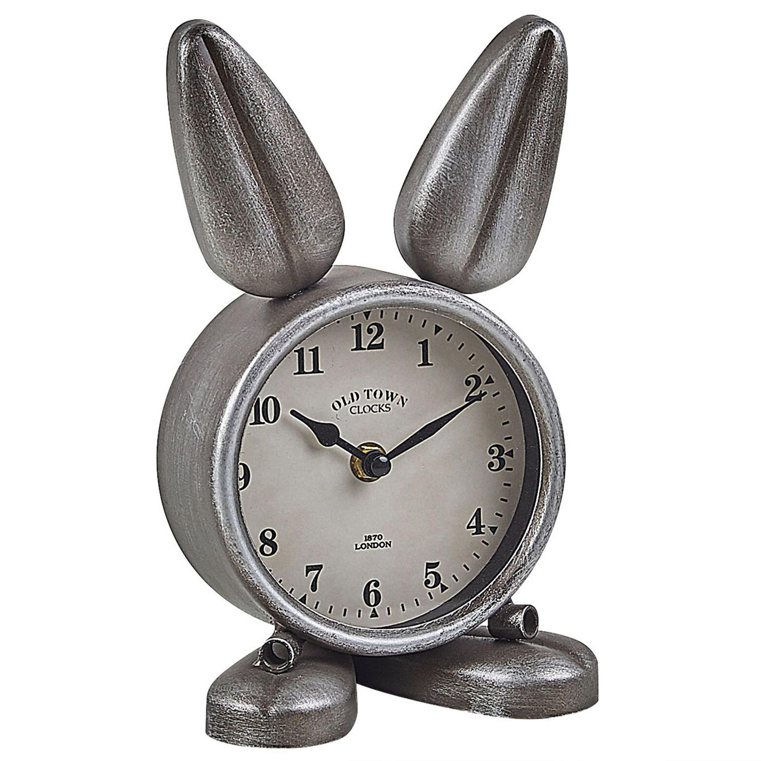 TISCHUHR Silber/Weiß/Schwarz Thusis - Silberfarben/Schwarz, Metall (15/24/10cm) - Beliani