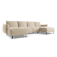 WOHNLANDSCHAFT Samt Stoff Beige - Beige/Creme, Textil/Metall (317/86/162cm) - Makamii