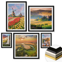WANDBILDER 5er-Set - 50x50 cm & 20x30 cm & 40x60 cm Schwarzer Rahmen - Whisky, Wein, Champagner, Kaffee, Alkohol - Schwarz, Kunststoff (40/60cm) - ArtPrintCave