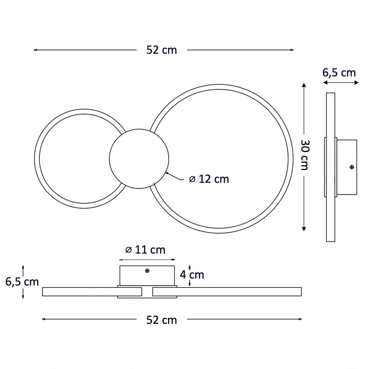 WANDLEUCHTE Alisa, Messing und Schwarz, 52cm - Schwarz, Metall (30/52/52cm) - KOSILUM