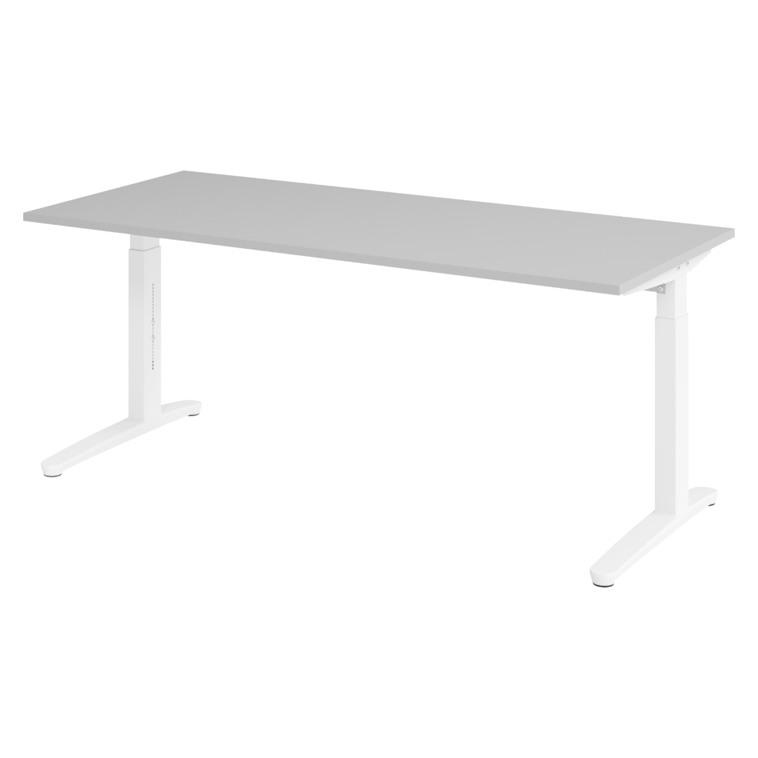 SCHREIBTISCH Serie-XB 80/180/74 cm in Grau/Weiß - Weiß/Grau, Holzwerkstoff (80/180/74cm) - bümö