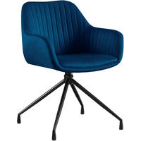 ESSZIMMERSTUHL Samt Dunkelblau - Schwarz/Dunkelblau, Textil/Metall (58/81/58cm) - CLP
