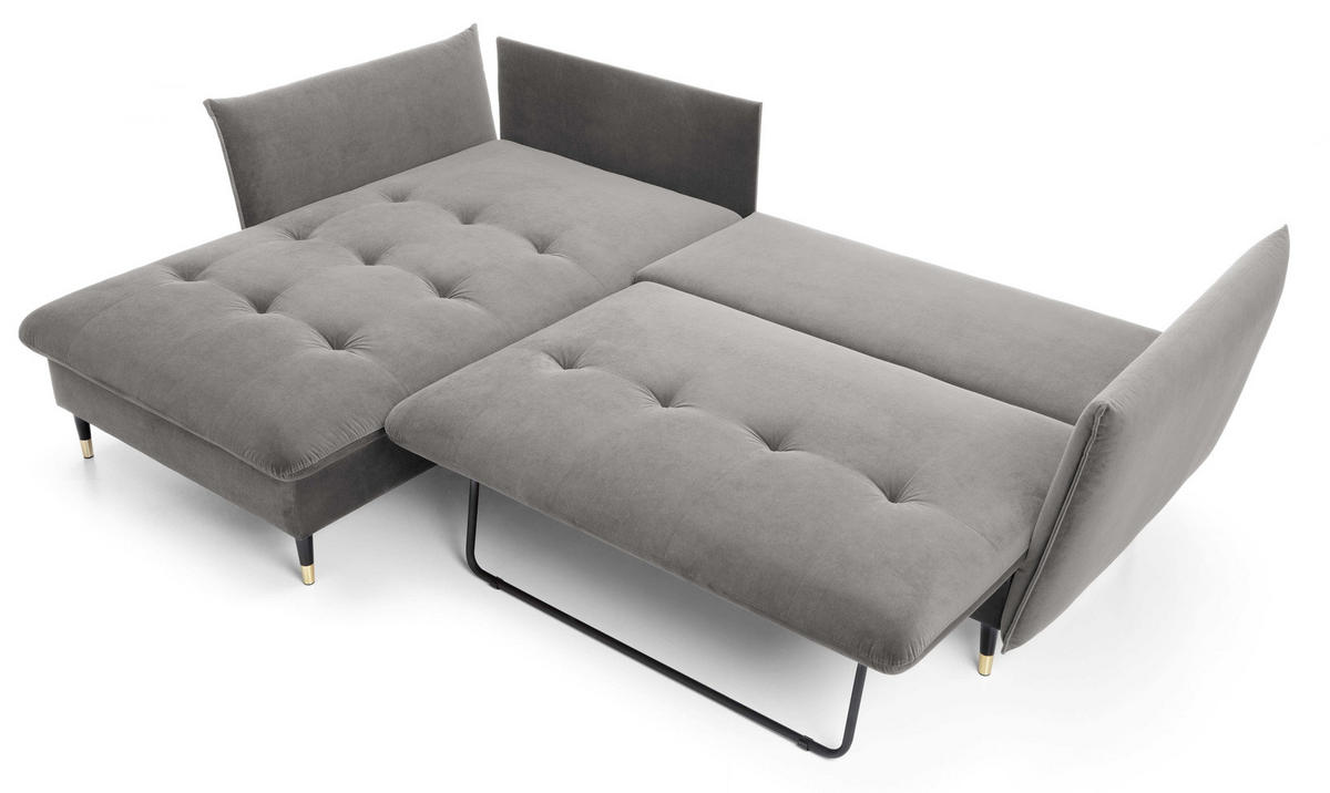 ECKSOFA 260 cm Sagir mit Schalffunktion, Bettkasten, Links - Grau - Schwarz/Grau, Holz (167/258cm) - Emporius