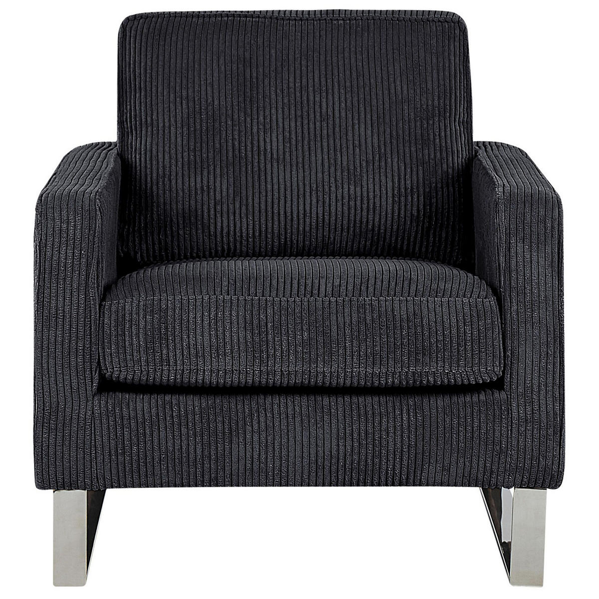 SESSEL Cord Schwarz Vind - Schwarz, Textil/Metall (76/82/82cm) - Beliani