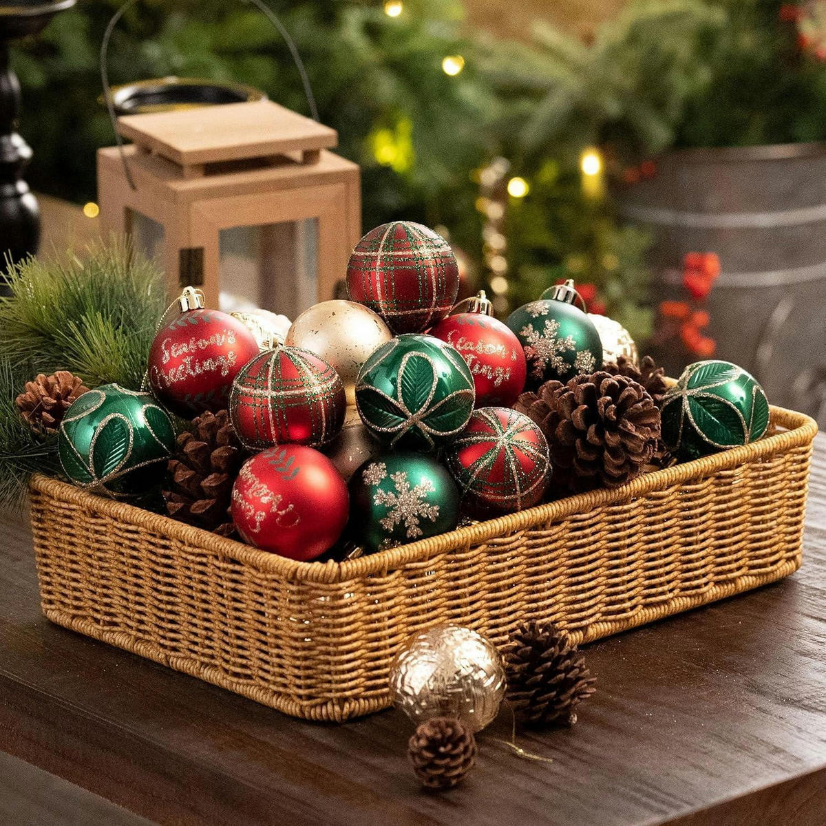 WEIHNACHTSKUGELN 30-teiliges Set 6 cm Kunststoff Rot Grün Gold - Multicolor, Kunststoff (6/6/6cm)