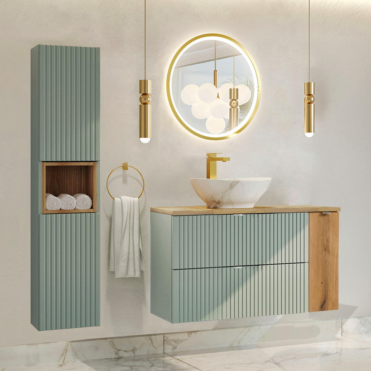 WASCHTISCH 100.4cm Jade Grün - Grün, Holzwerkstoff (100.4/59.5/40cm) - Petits-meubles