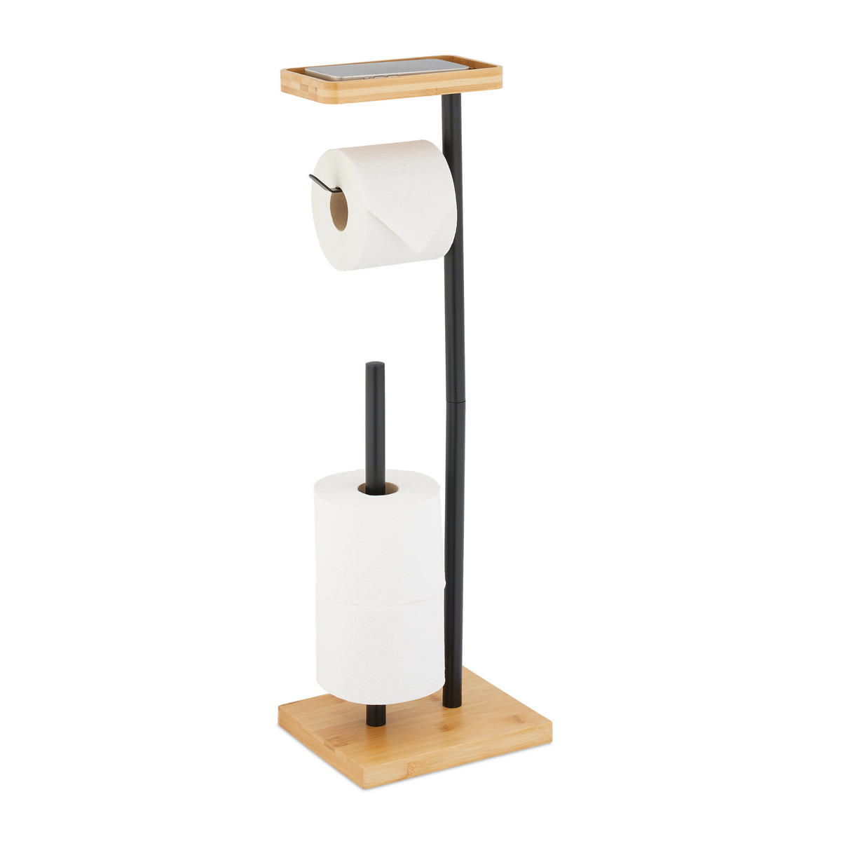 TOILETTENPAPIERHALTER - Schwarz, Holz/Kunststoff (21/66.5/17cm) - Relaxdays
