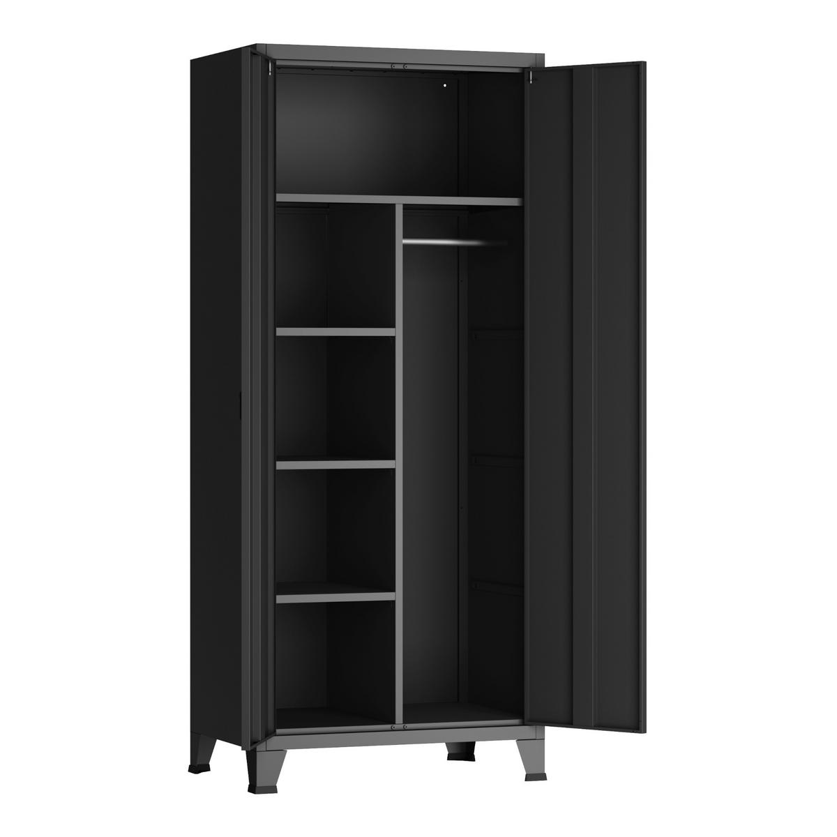 KLEIDERSCHRANK Hankasalmi - Schwarz, Metall (90/180/40cm) - [en.casa]