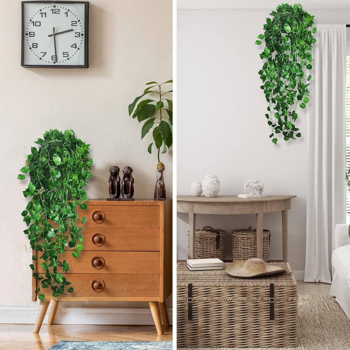 KUNSTPFLANZE 3 Stück Hängend 96 cm - Grün, Kunststoff (5cm)