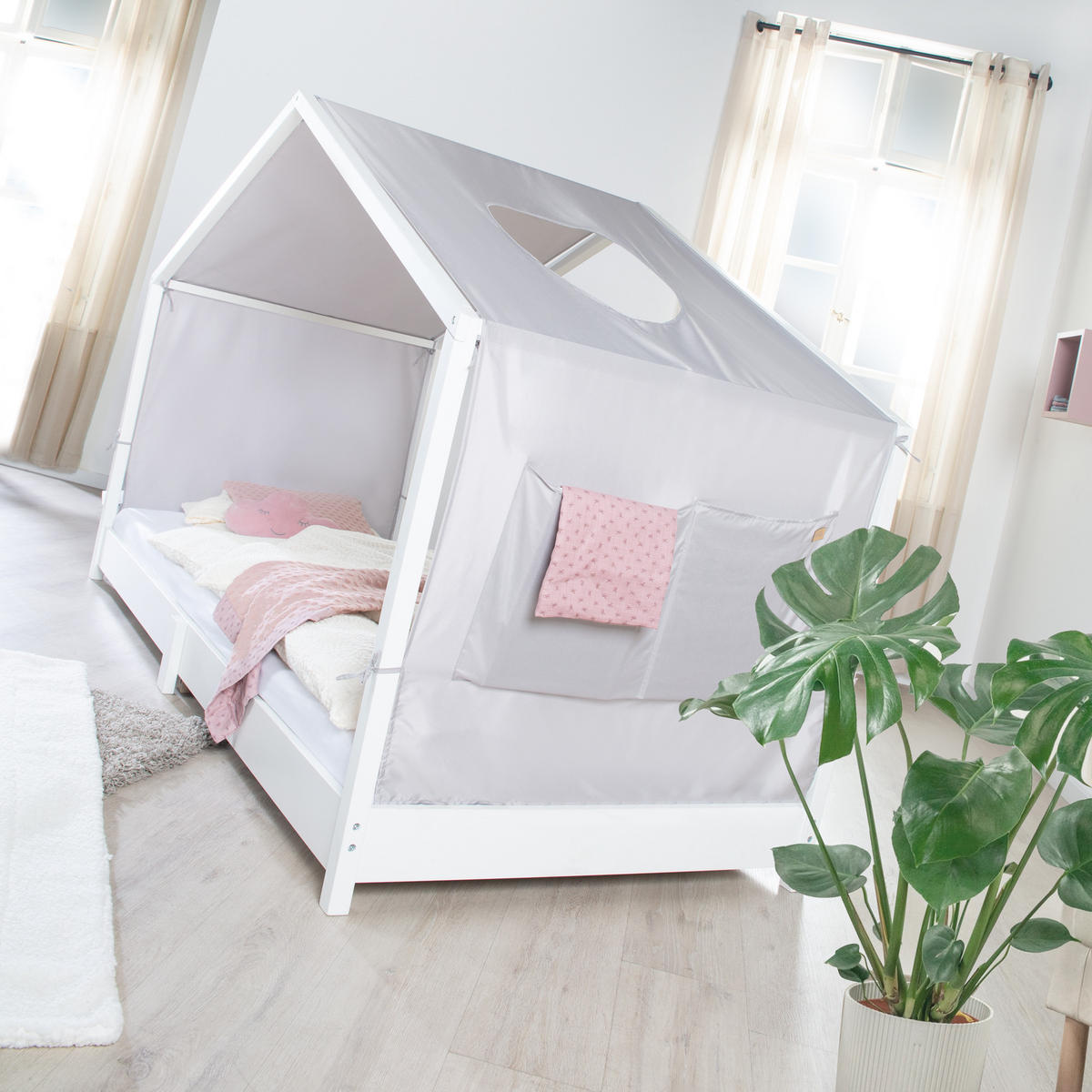 HAUSBETTBEZUG neutral 90 x 200 cm - Grau, Kunststoff/Textil (90/200cm) - Roba