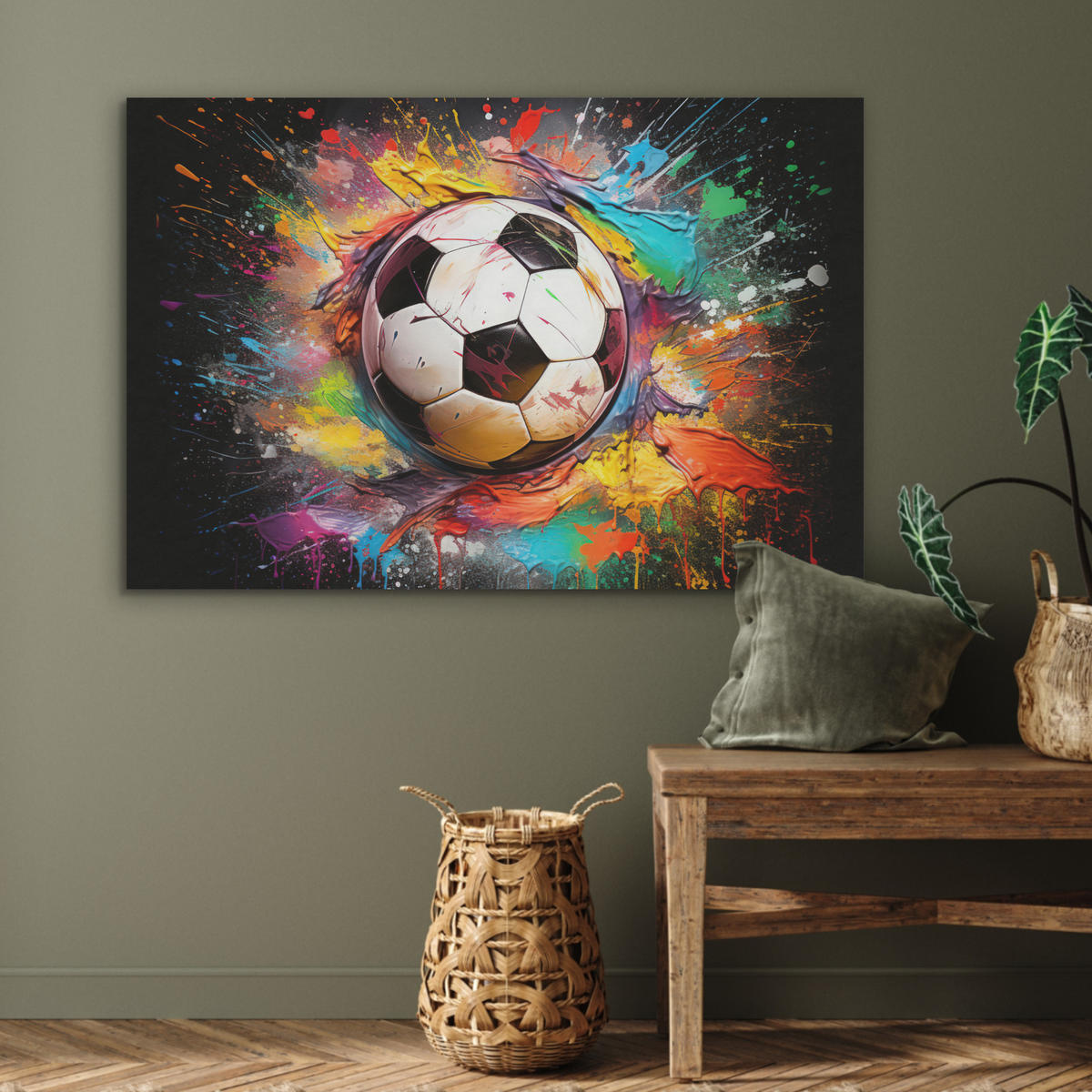 AKUSTIKBILD Fußball - Farbe - Farben - Schwarz - Weiß Akustikpaneele 90x60 cm - Weiß, Kunststoff (90/60/0.9cm) - MuchoWow