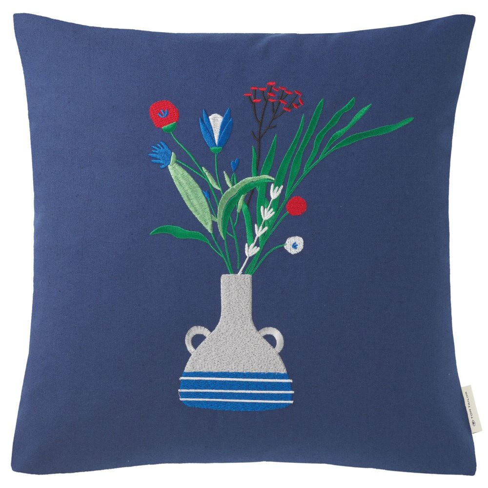 ZIERKISSENHÜLLE Vase blau 45x45cm - Blau, Textil (45/45cm) - Tom Tailor