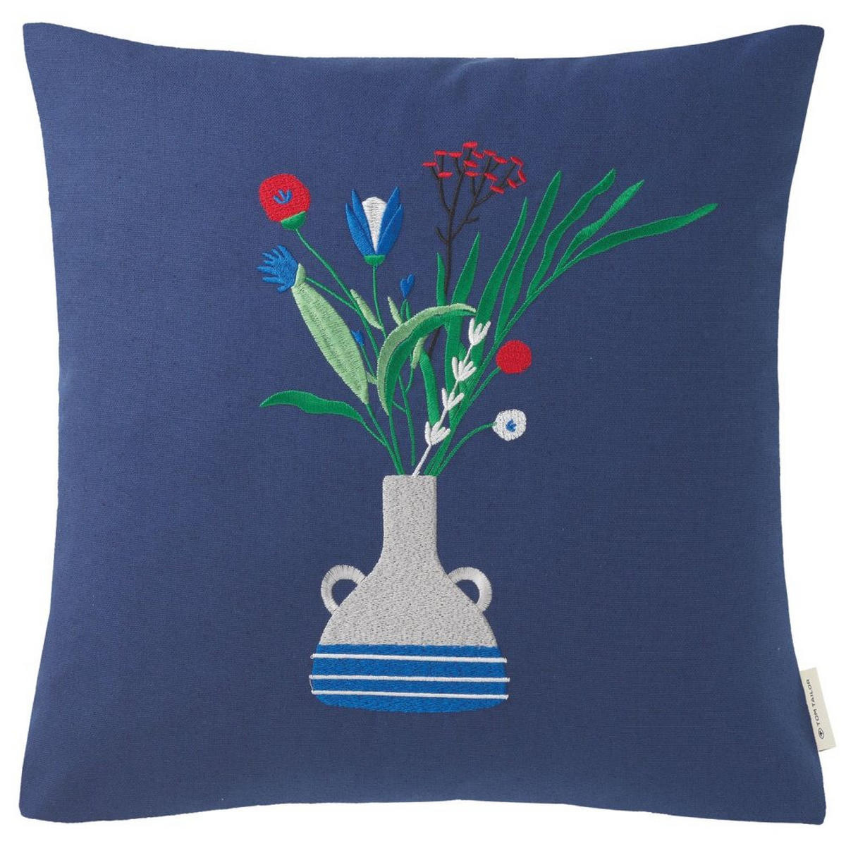 ZIERKISSENHÜLLE Vase blau 45x45cm - Blau, Textil (45/45cm) - Tom Tailor