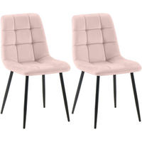 STUHL 2er Set Samt Pink - Pink/Schwarz, Textil/Metall (45/84/55cm) - CLP