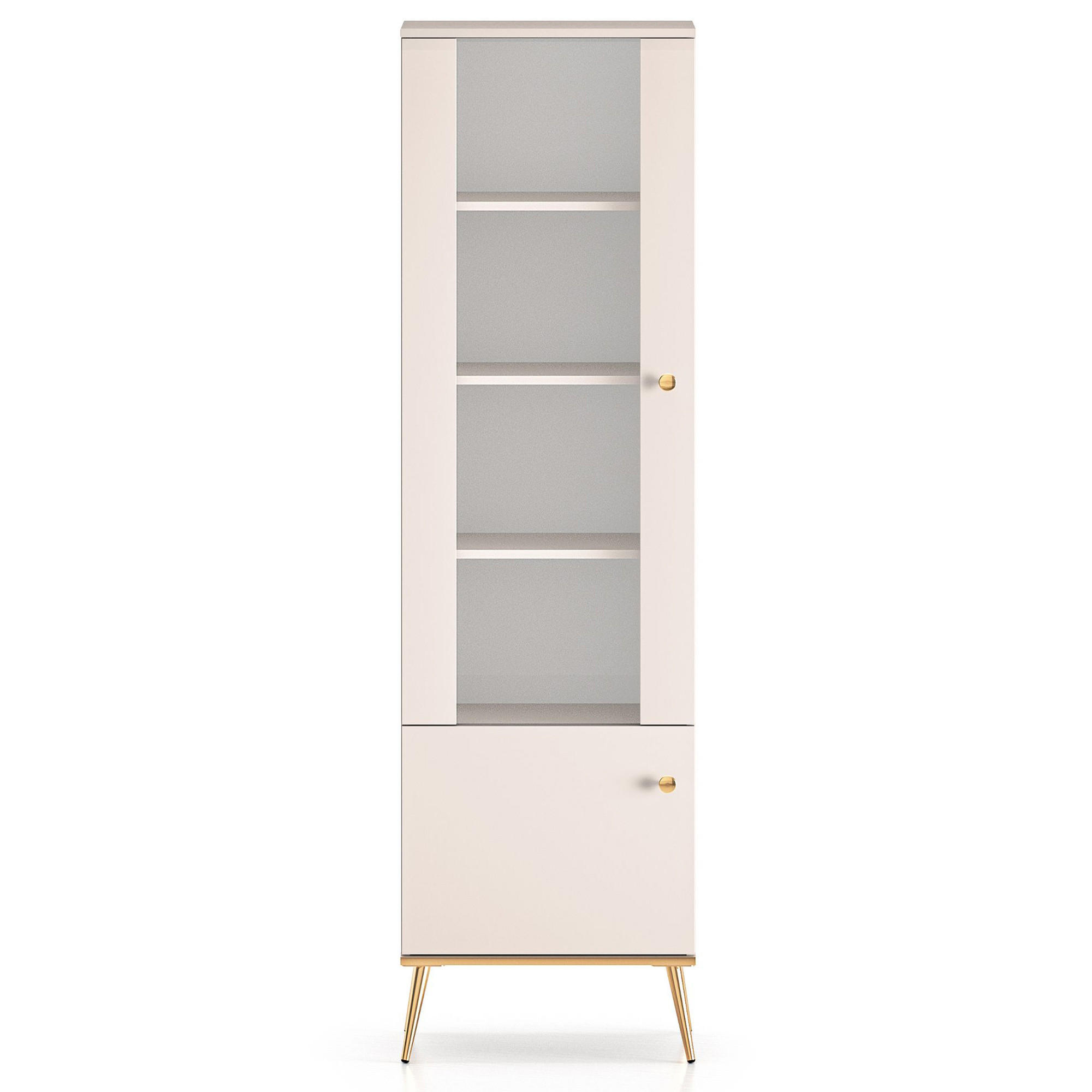 GLASVITRINE FRALIA,Creme - Creme, Glas/Holzwerkstoff (55/190/40cm) - KONSIMO®