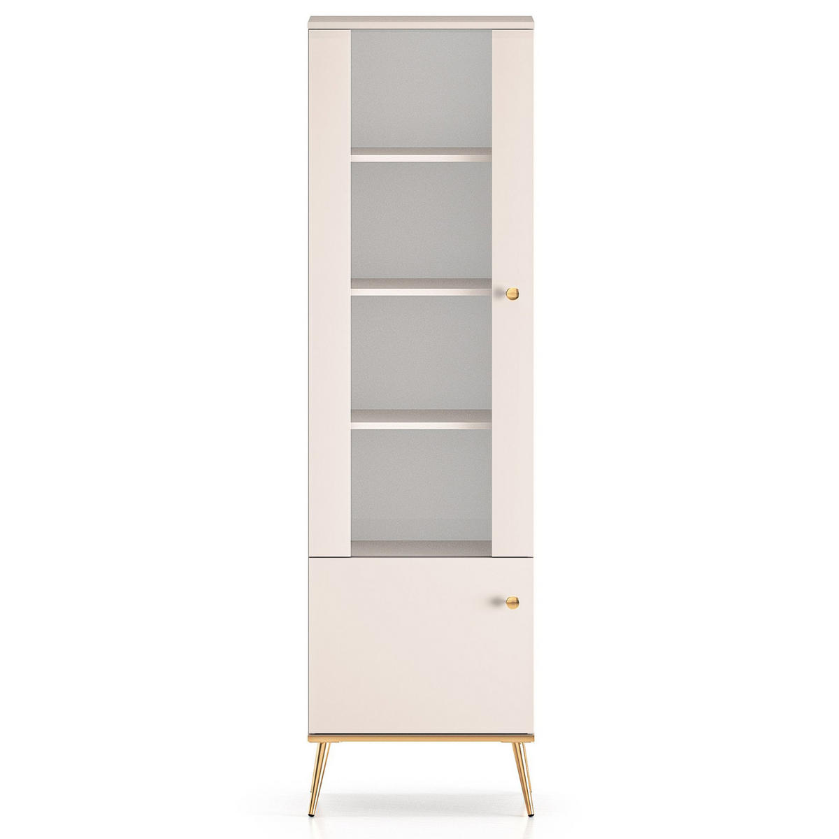 GLASVITRINE FRALIA,Creme - Creme, Glas/Holzwerkstoff (55/190/40cm) - KONSIMO®