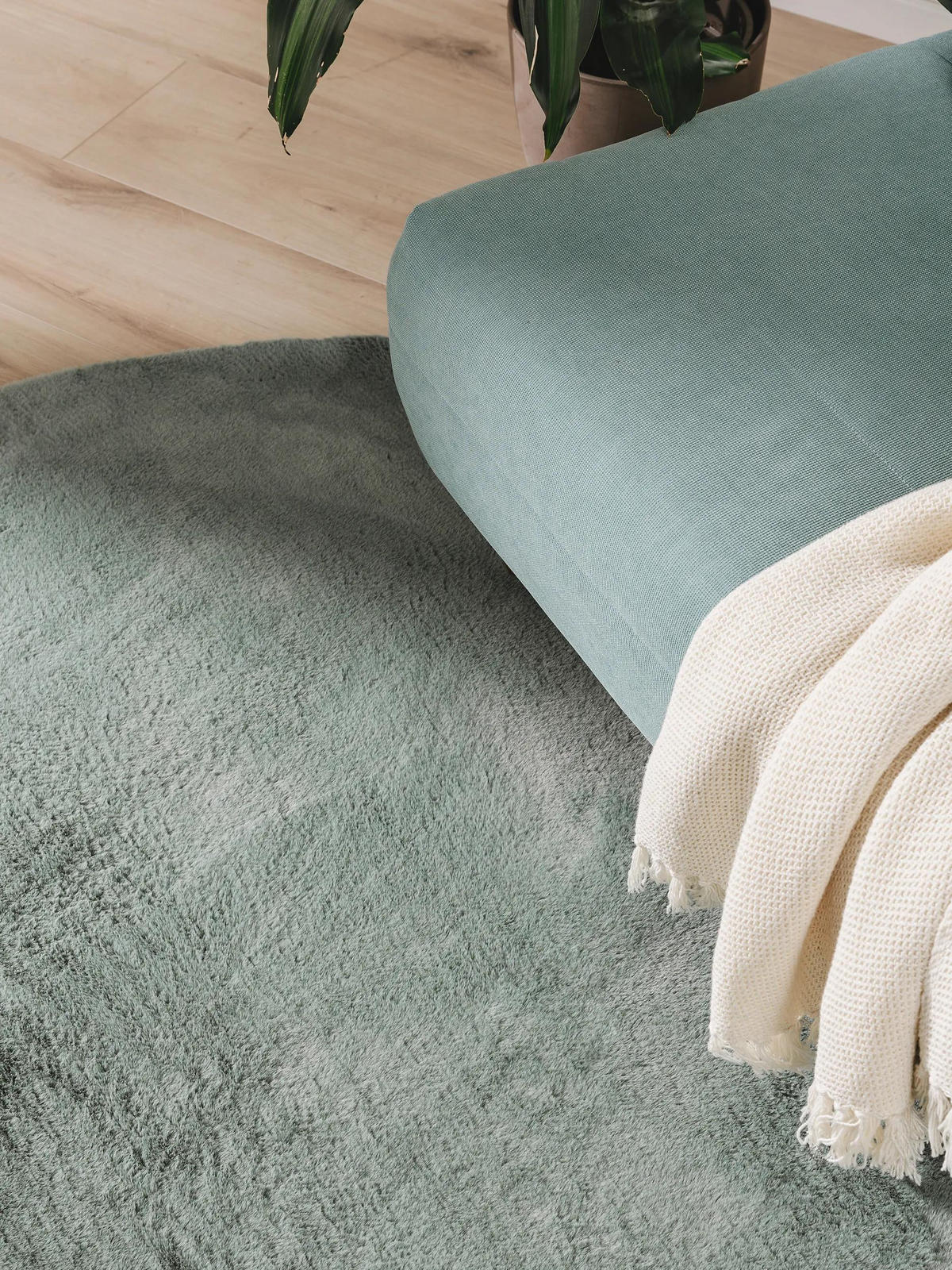 PREPROGE iz umetnega krzna Furry zelena ø 80 cm okrogle - zelena, umetna masa (80/80cm) - benuta