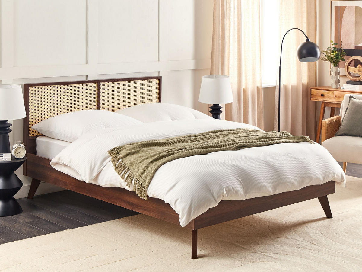 BETT mit Lattenrost 160/200 cm Braun Monpazier - Braun/Naturfarben, Holzwerkstoff (160/200cm) - Beliani
