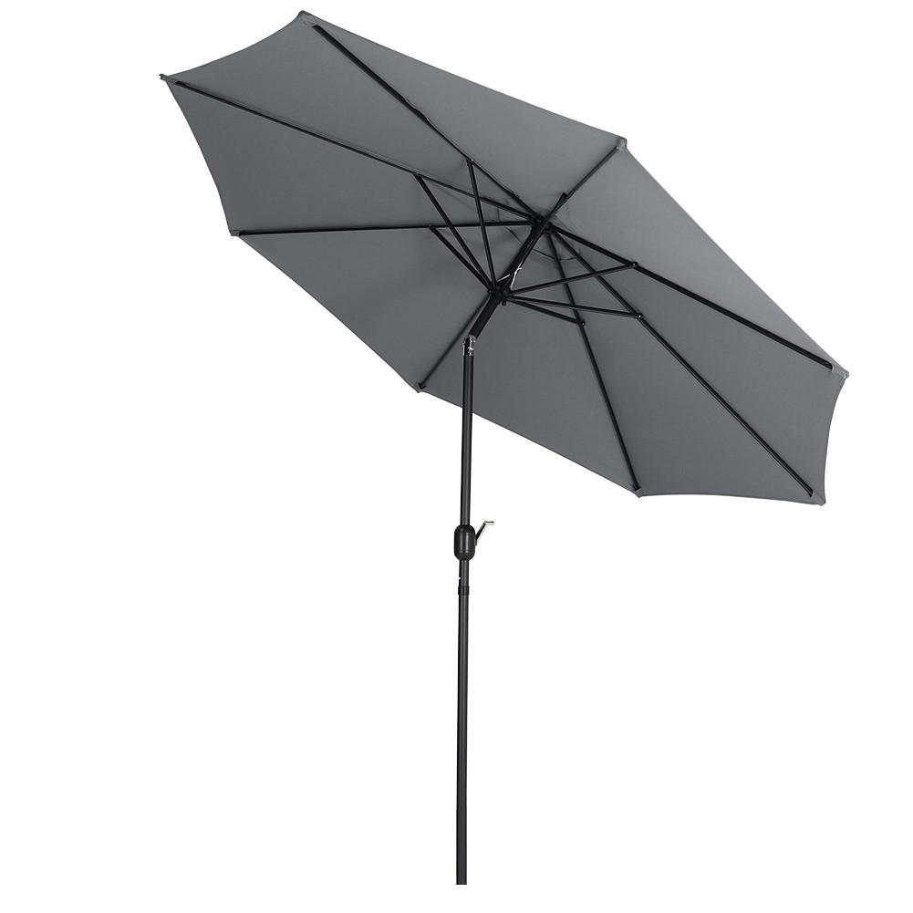 SONNENSCHIRM aus Polyester Metall in Dunkelgrau mit Resin-Sockel drehbar 360° neigbar 60° 3 x 2.4m Ø49 × 32 cm - Grau, Metall (300/240cm) - Livingandhome