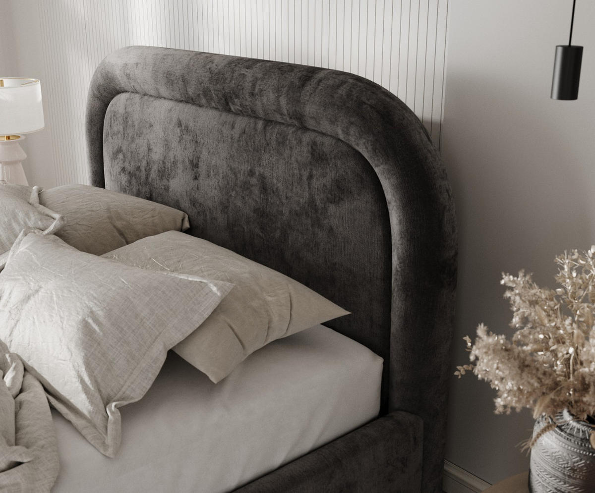 POLSTERBETT Zoya 120/200 cm Anthrazit im Lotta Stoff - Anthrazit/Naturfarben, Holz/Holzwerkstoff (120/200cm) - AltaBeds