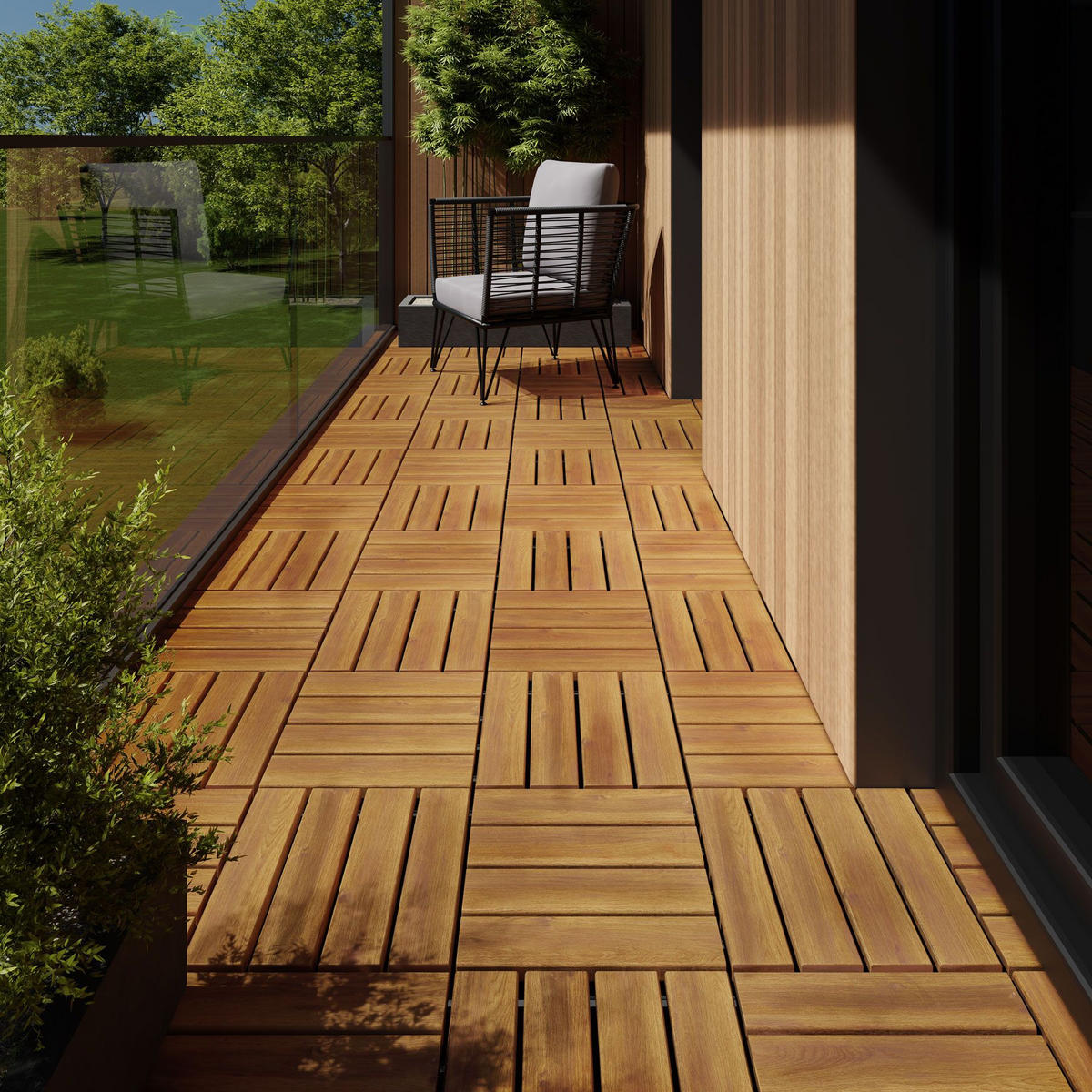 TERRASSENFLIESEN Tabula,31 x 31 x 2,2 cm,braun - Braun, Holz (31/31/2.2cm) - tectake