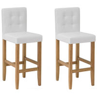 BARSTUHL 2er-Set Kunstleder Weiß Madison - Weiß, Holz/Textil (45/110/58cm) - Beliani