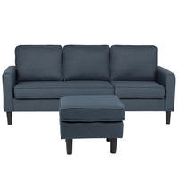 3-SITZER-SOFA mit Ottomane Polsterbezug Grau Avesta - Dunkelgrau, Textil (186/85/74cm) - Beliani