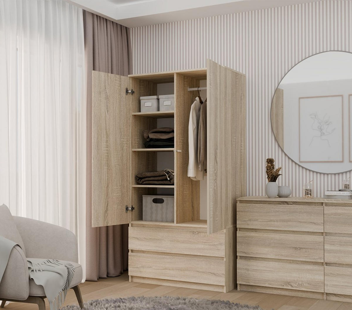 ŠATNÍK Sonoma 90/180/50 - dub sonoma, kompozitné drevo (90/180/50cm) - RAUMHIRSCH FURNITURE
