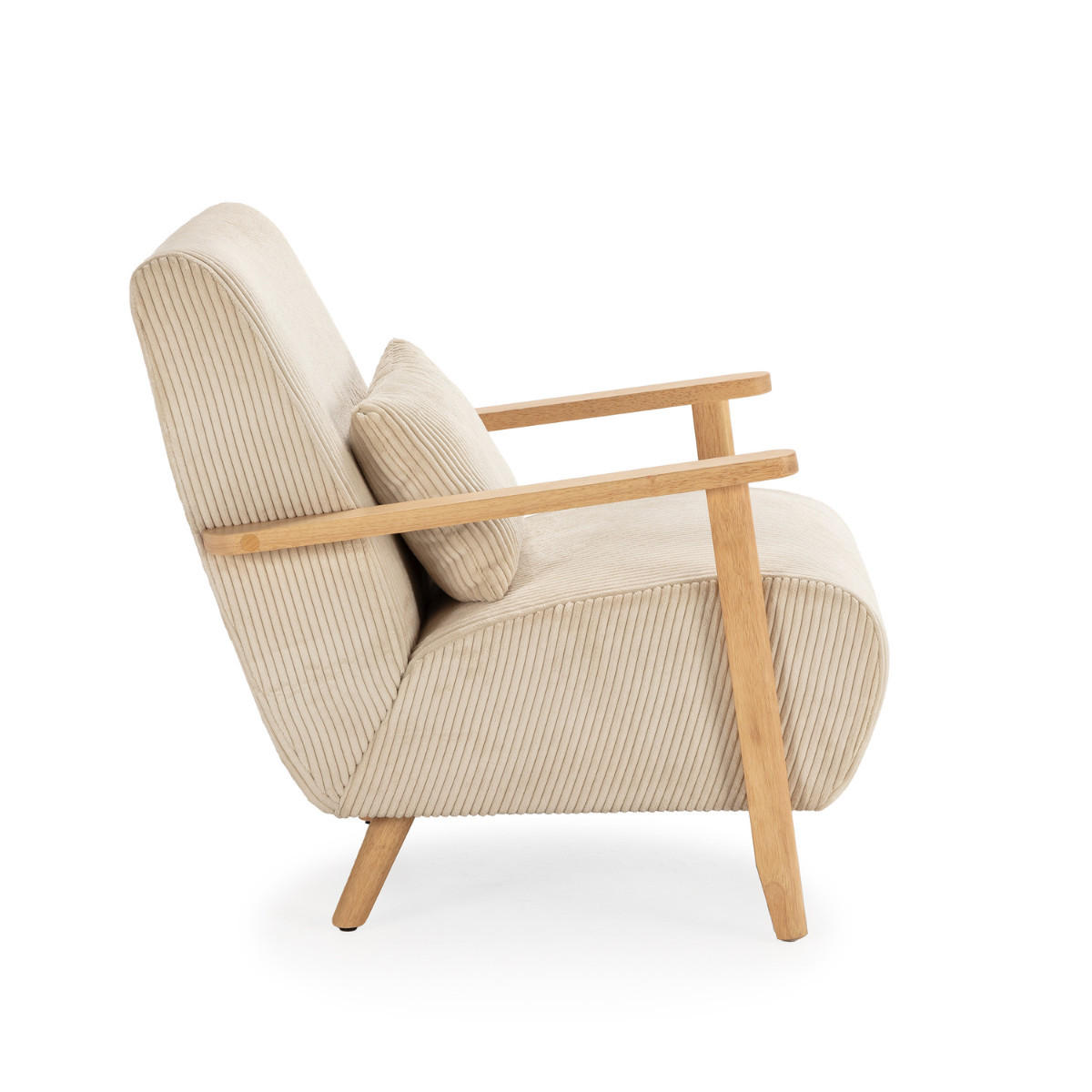 SESSEL aus Stoff mit Holzbeinen L70 cm - BONNIE - Beige, Textil (83/84/70cm) - Calicosy
