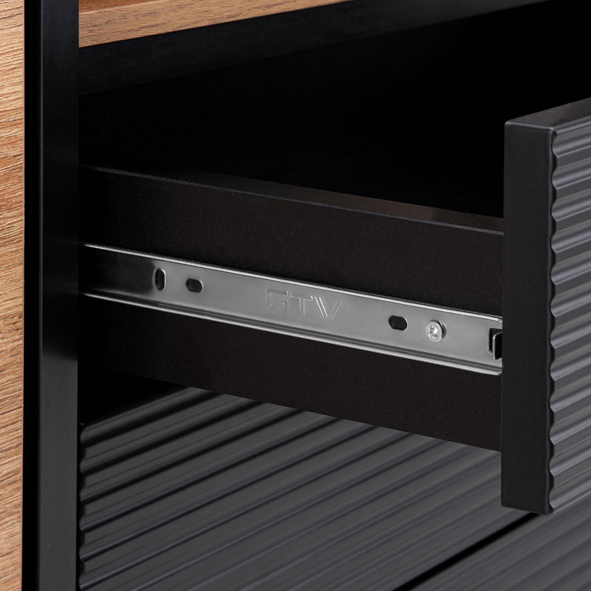 KOMMODE LOFTY TV/HiFi-Einlage, schwarz / Eiche natur - Eichefarben/Multicolor, Holzwerkstoff (151/84/41cm) - KONSIMO®