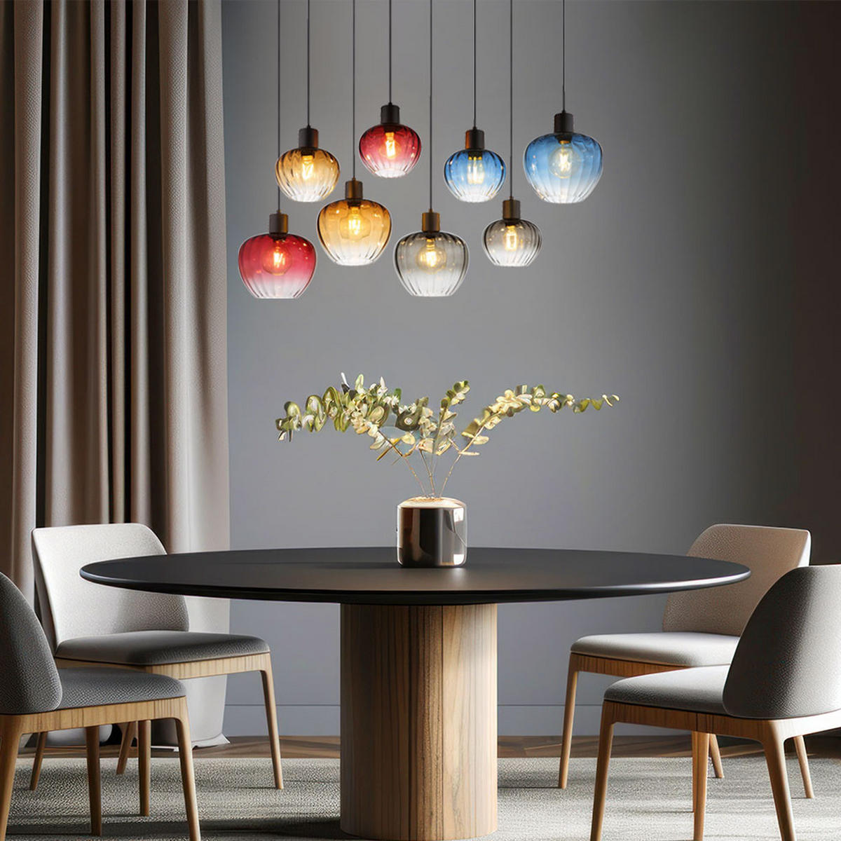 HÄNGELEUCHTE Metall Glas Schwarz Mehrfarbig - Schwarz, Glas (110/42/120cm) - Nowa